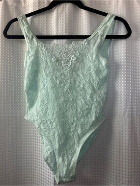 Delicates Mint Lace Camisole Bodysuit